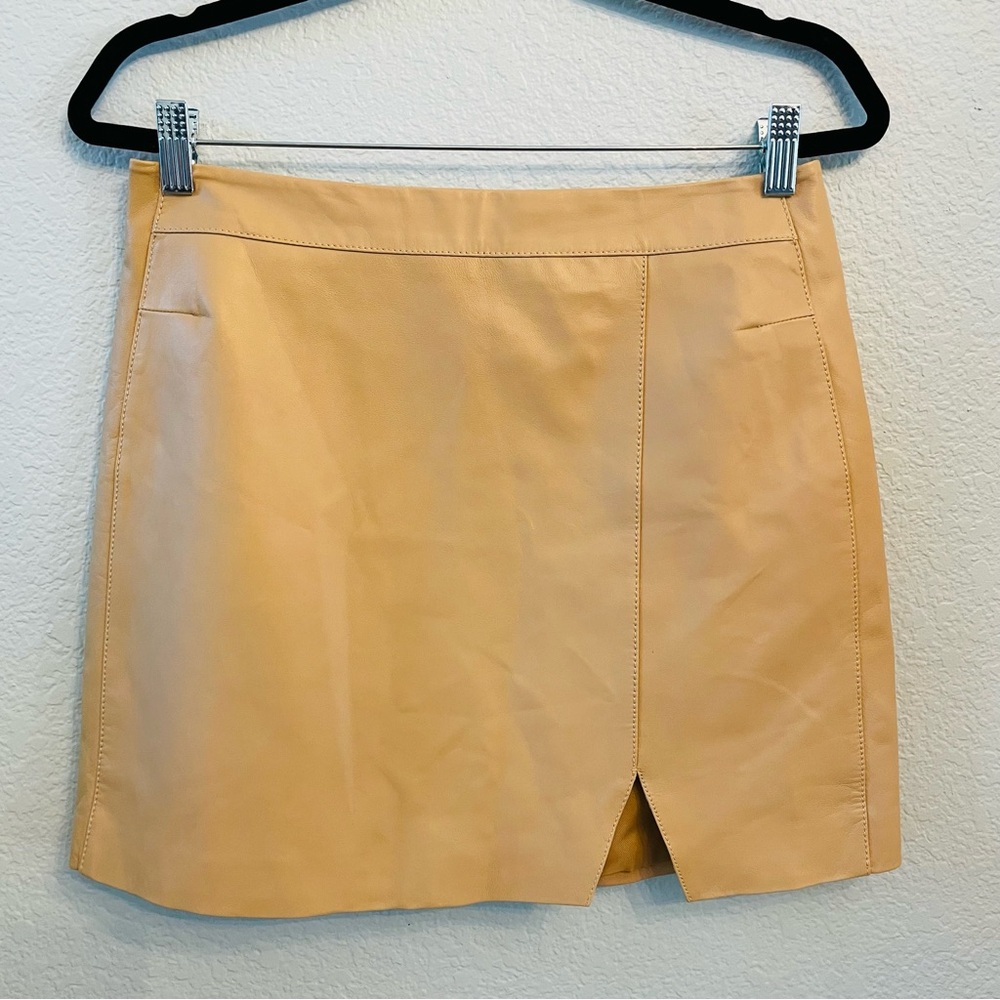 Lita by Ciara Revolve Tan 100% Lamb Leather Fitted Mini Skirt | NWT | Size 8